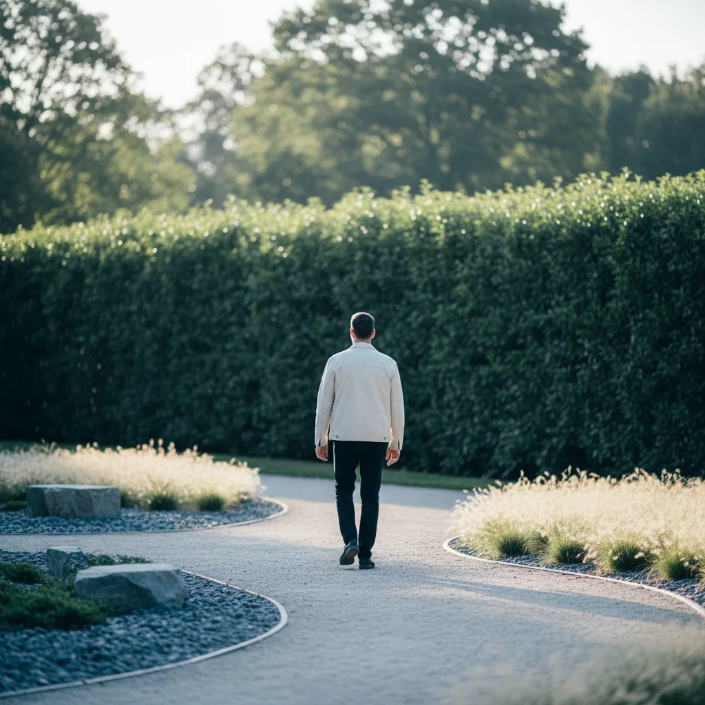 Anonieme man van achteren op een parkpad, gezonde actieve levensstijl mannen middelbaarleeftijd